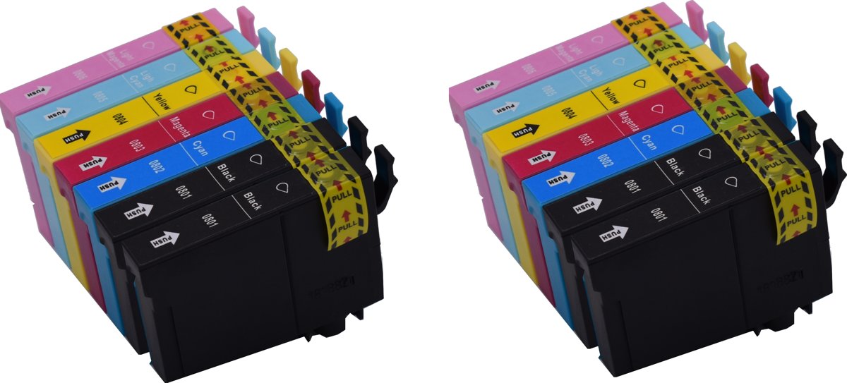 KATRIZ huismerk inkt voor|Epson 4x T0801XL Zwart+ 2x T0802XL cyaan+ 2x T0803XL Magenta + 2x T0804XL Geel + 2x T0805XL Licht Cyaan + 2x T0806Licht Magenta | (14stuks) - Met chip